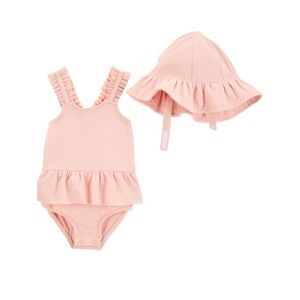 Baby 2-Piece Sun Hat and Ruffle 1-Piece Swimsuit Set Carter’s 6-9m